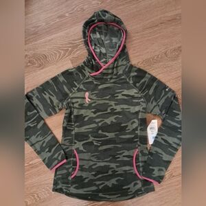 Columbia Camo Fleece Hoodie + Life Is Good Long Sleeve Dogs Tee + Extra NWT